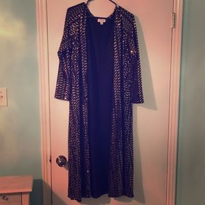 EUC LulaRoe Elegant Sarah Black Base Gold Sequins